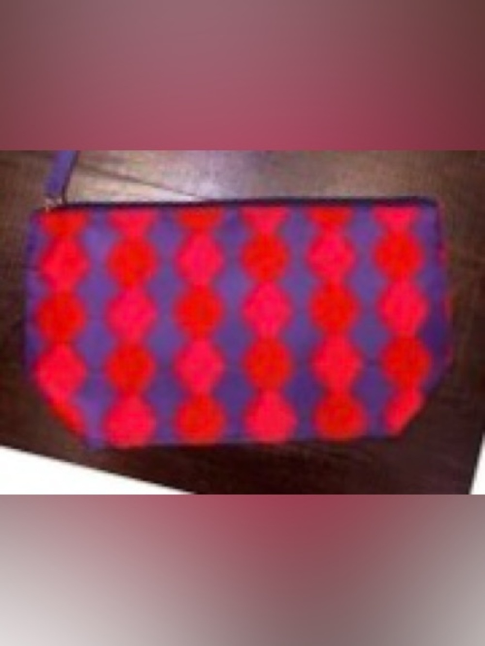 Avon Purple and Red Geometric Circles Cosmetic Bag